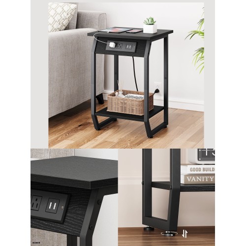 Nightstand with Charging Station vintage cease tab...