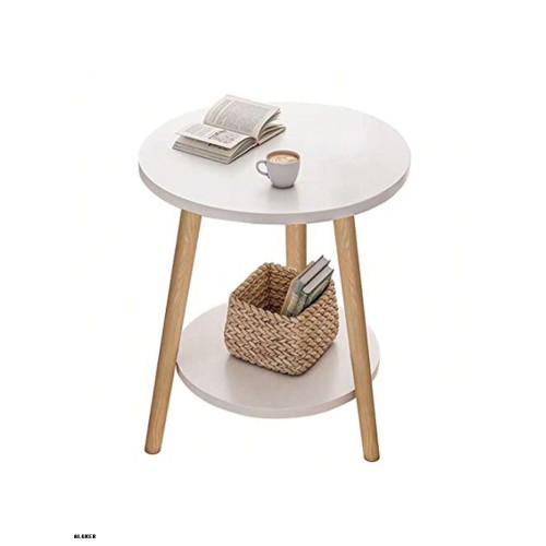 2-Tier aspect table round Bedside table White Nigh...
